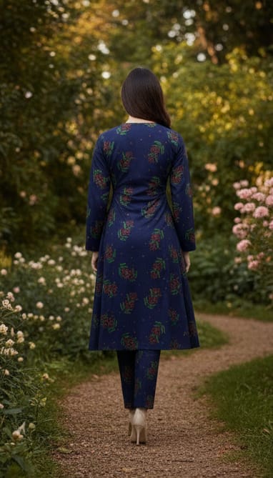 Khaddar Print Shirt & Print Trouser ZAREVA Blue