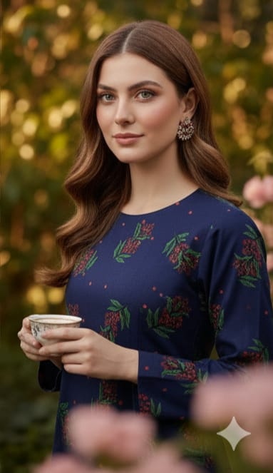 Khaddar Print Shirt & Print Trouser ZAREVA Blue